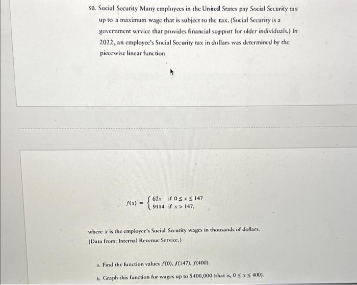 Solved 50. Social Security Many employees in the United | Chegg.com