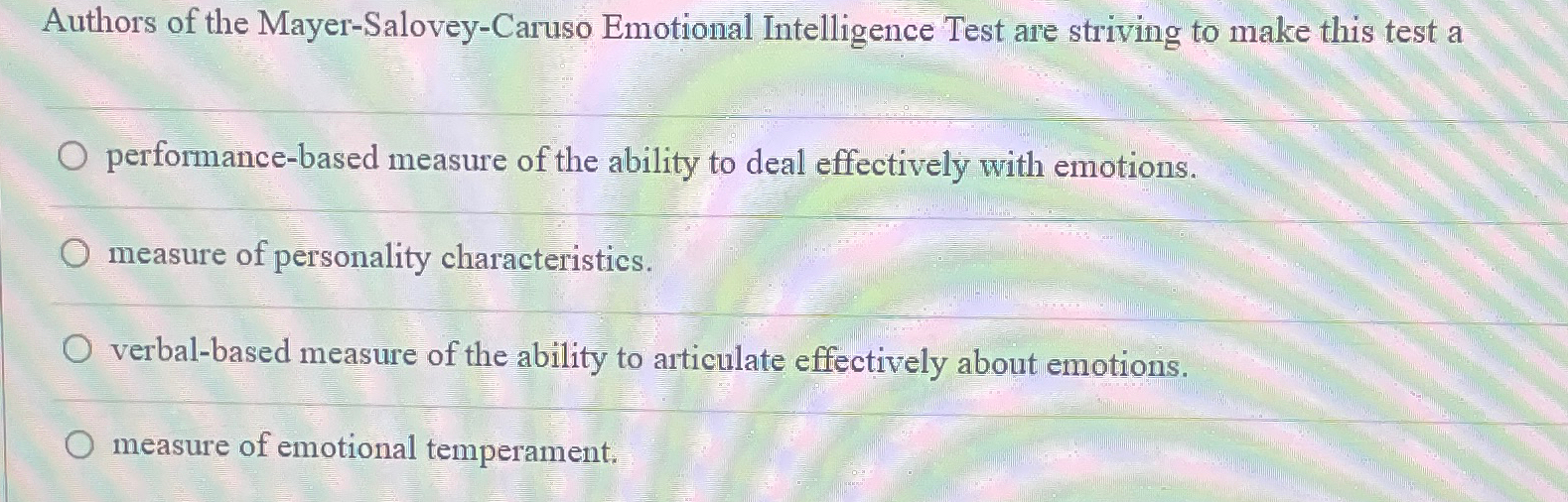 Solved Authors of the Mayer Salovey Caruso Emotional Chegg