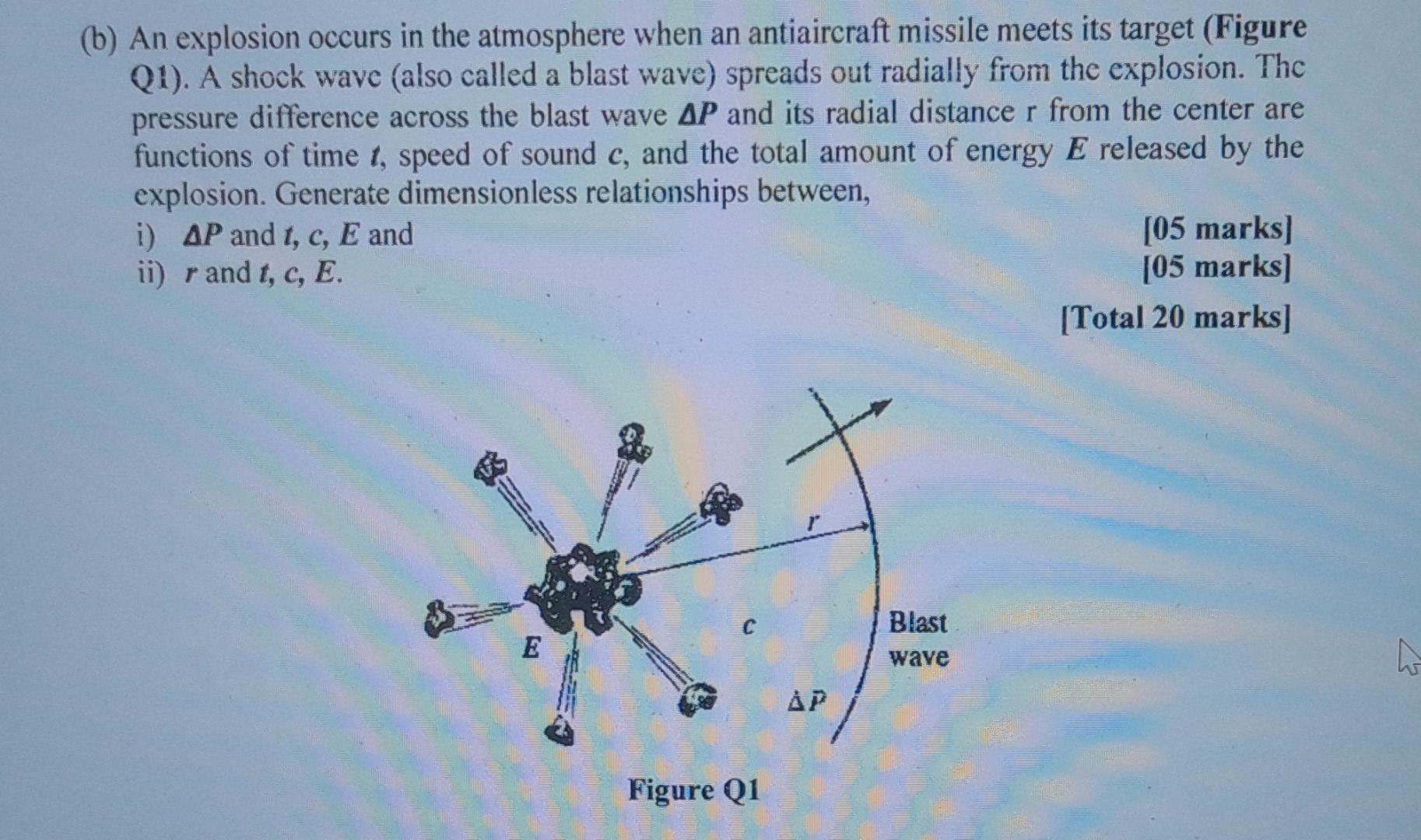 Solved (b) An explosion occurs in the atmosphere when an | Chegg.com