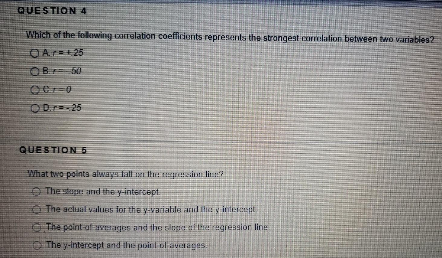 Solved QUESTION 4 Which of the following correlation | Chegg.com
