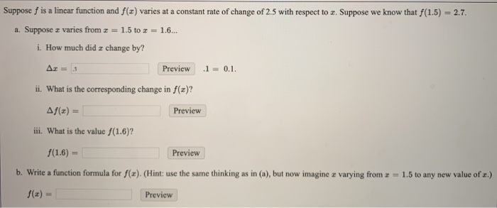 Solved Suppose F Is A Linear Function And F X Varies At A