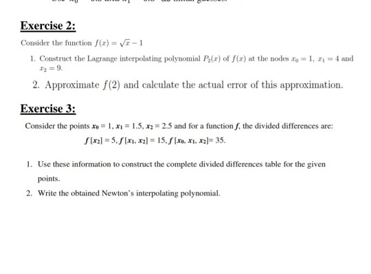 Solved Exercise 1 Let F X X E X2 1 Prove The