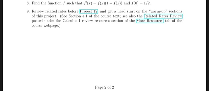Solved 8. Find the function f such that f':) = f(x)(1-f(x)) | Chegg.com