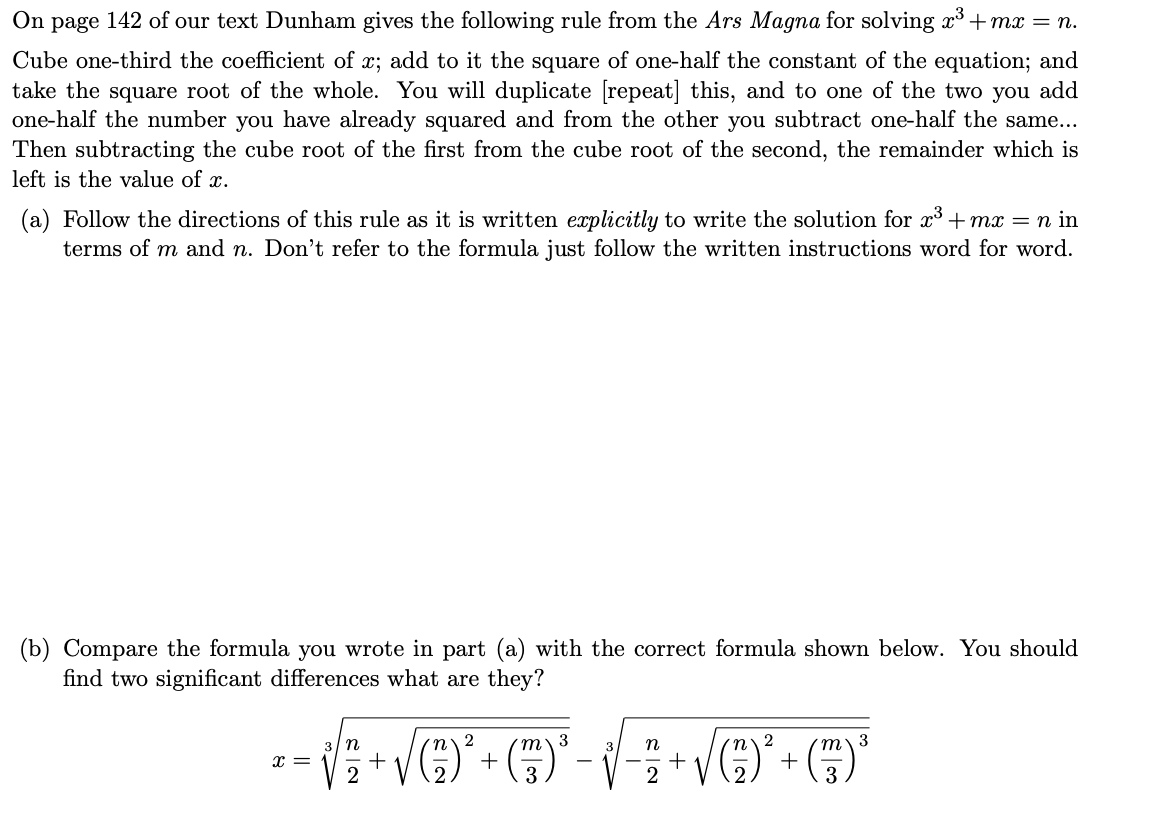 Now consider the wording of the rule for solving x3 + | Chegg.com