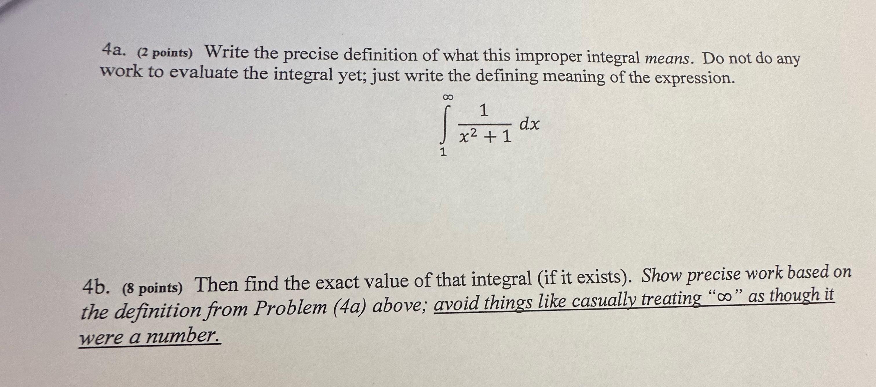 Solved 4a. (2 ﻿points) ﻿Write the precise definition of what | Chegg.com