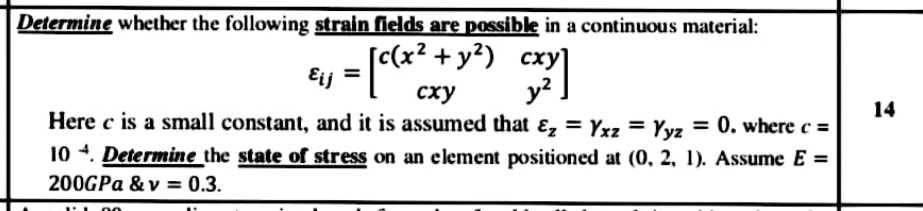 Solved Determine whether the following strain fields are | Chegg.com