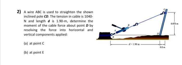 Solved 2) A wire ABC is used to straighten the shown | Chegg.com