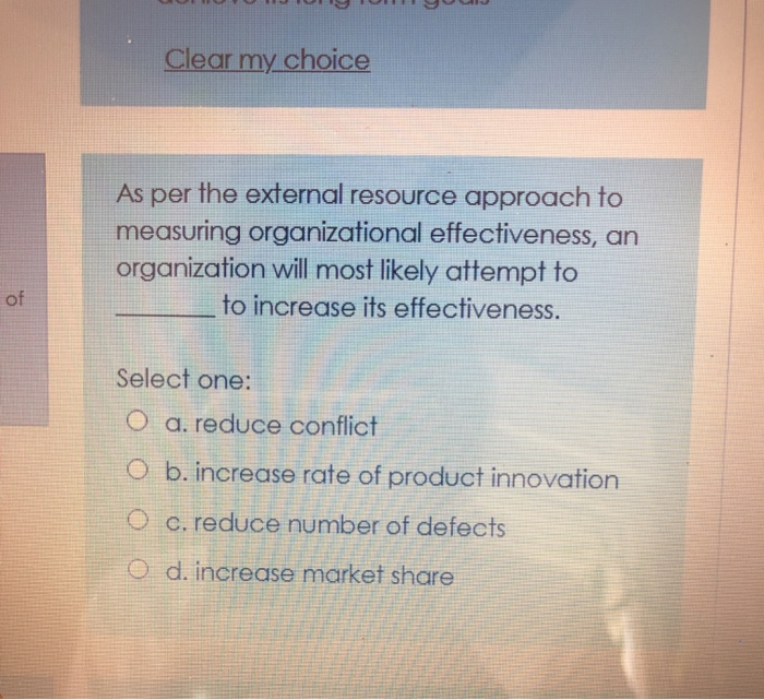 Solved Clear my choice As per the external resource approach