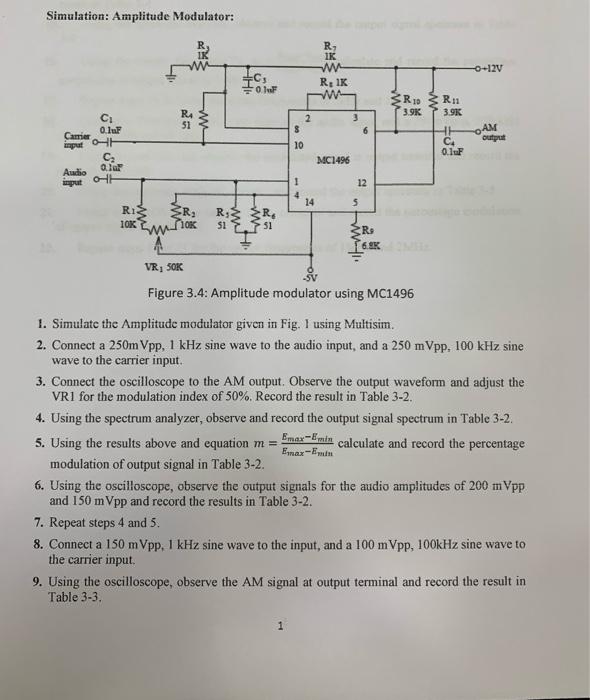Solved Simulation: Amplitude Modulator: IC. R IK w RIK w | Chegg.com