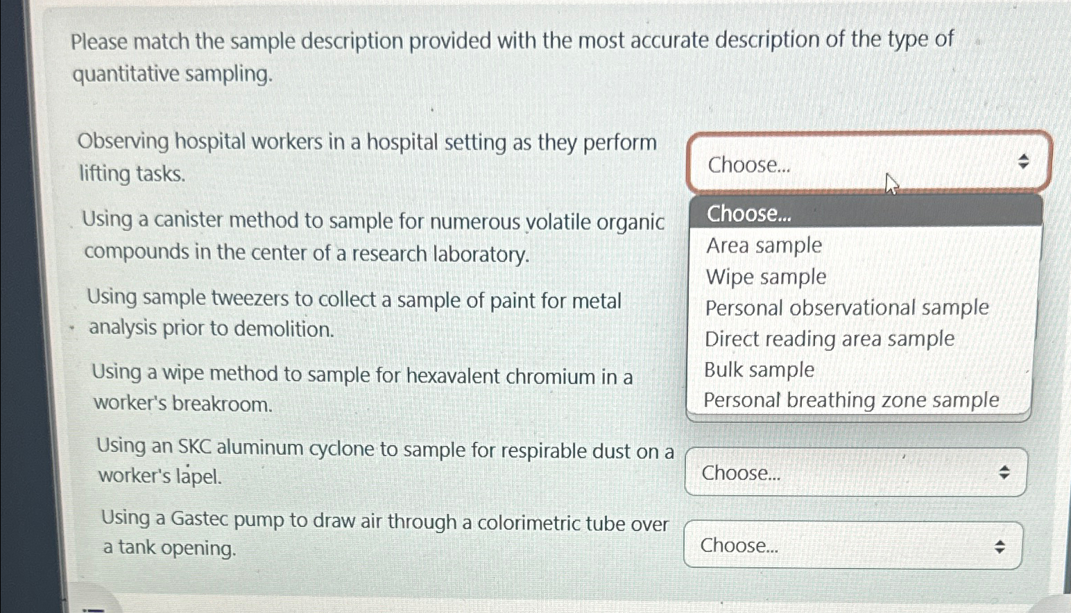 Solved Please match the sample description provided with the | Chegg.com