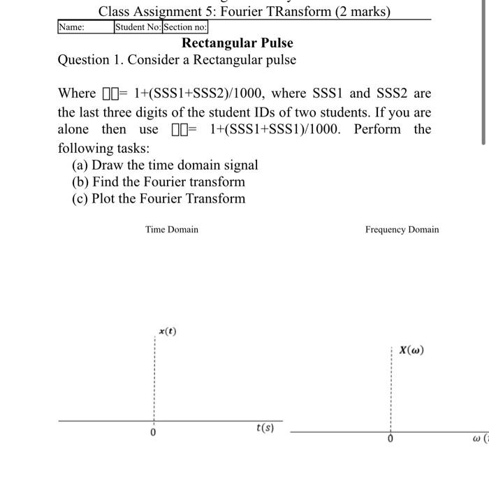 Solved Question 1. Consider a Rectangular pulse Where | Chegg.com