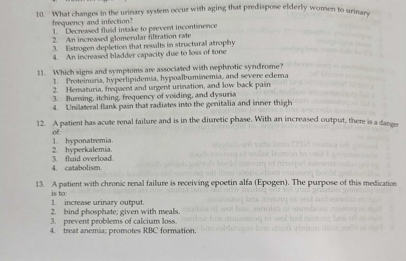 Solved 10. ﻿What changes in the urinary system occur with | Chegg.com ...