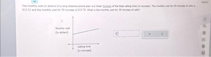 Solved The monthly cost (in dollars) of a long-distance | Chegg.com