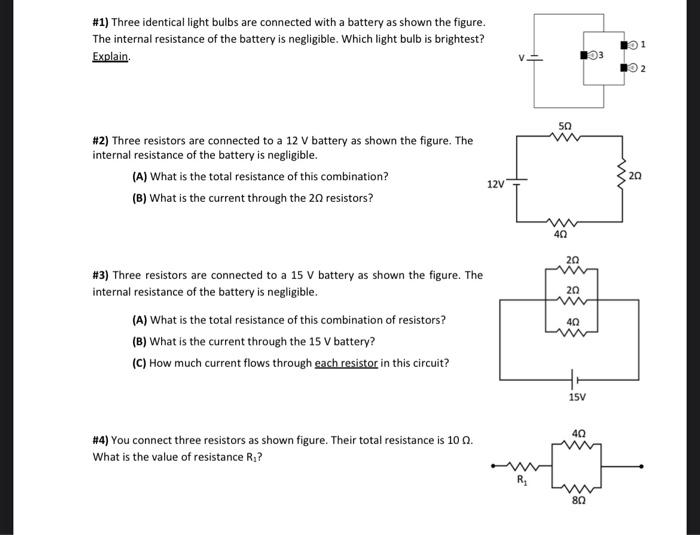Solved #1) Three identical light bulbs are connected with a | Chegg.com