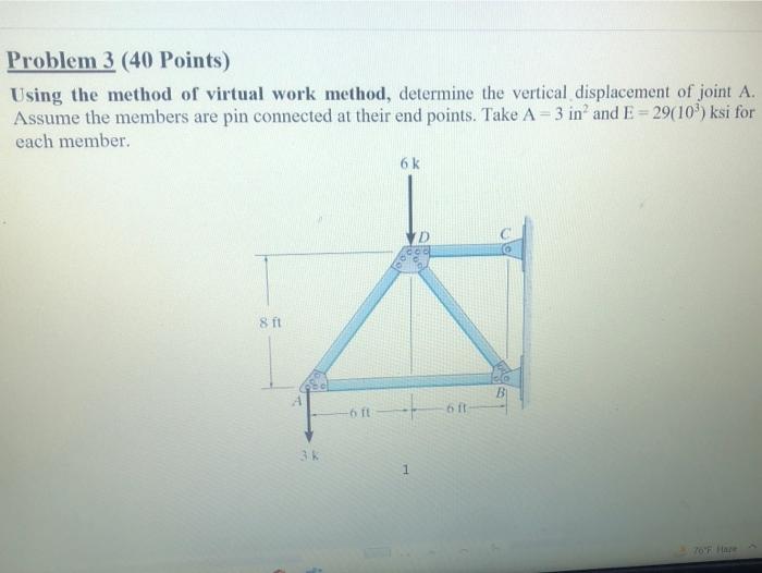 Solved Problem 3 (40 Points) Using the method of virtual | Chegg.com