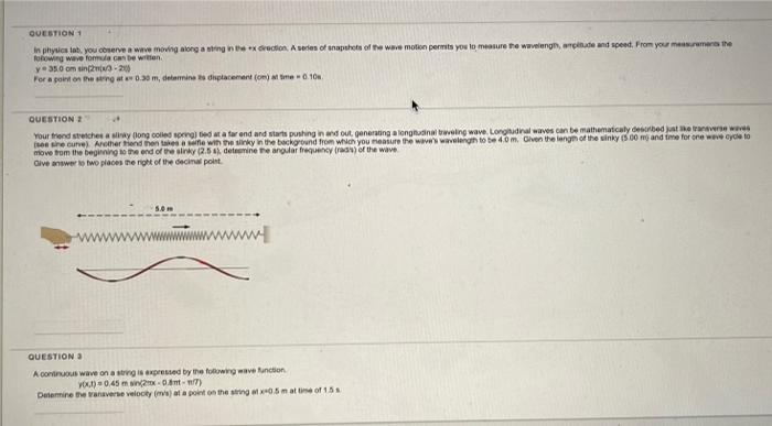 Solved QUESTION 1 in physics tab, you conserve a wave moving | Chegg.com
