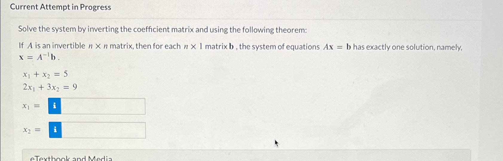 Solved Current Attempt in ProgressSolve the system by | Chegg.com