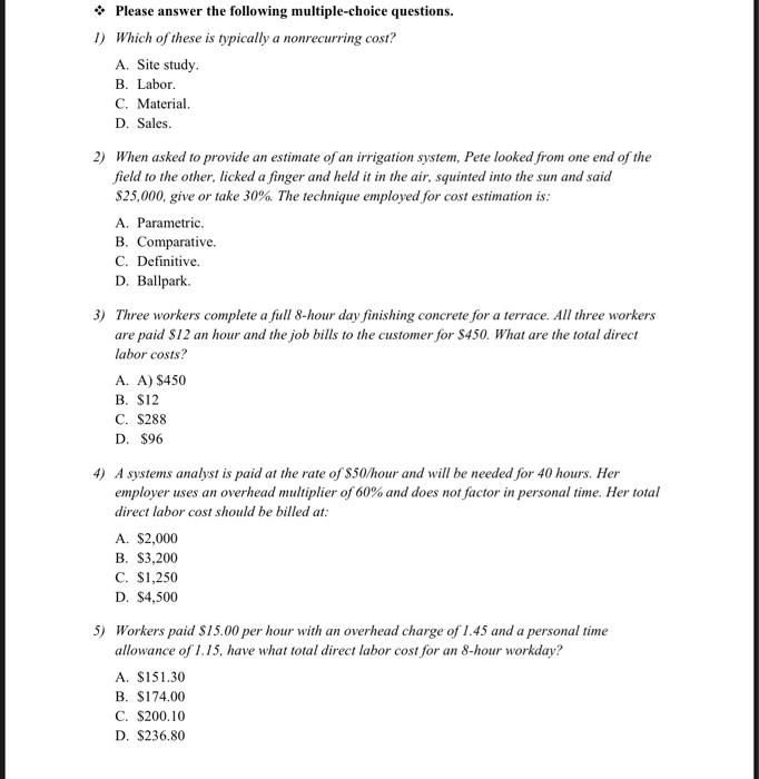 Solved ∴ Please answer the following multiple-choice | Chegg.com
