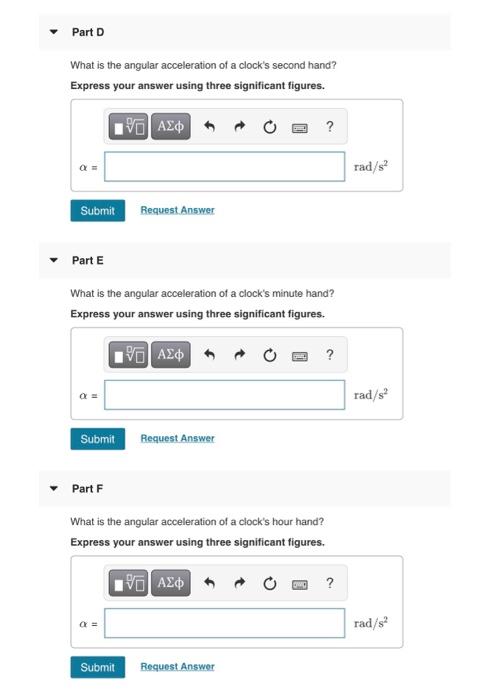 Solved Part D What is the angular acceleration of a clock's | Chegg.com