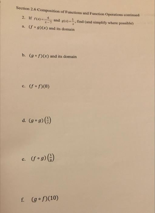 Solved Section 2.6 Composition of Functions and Function | Chegg.com