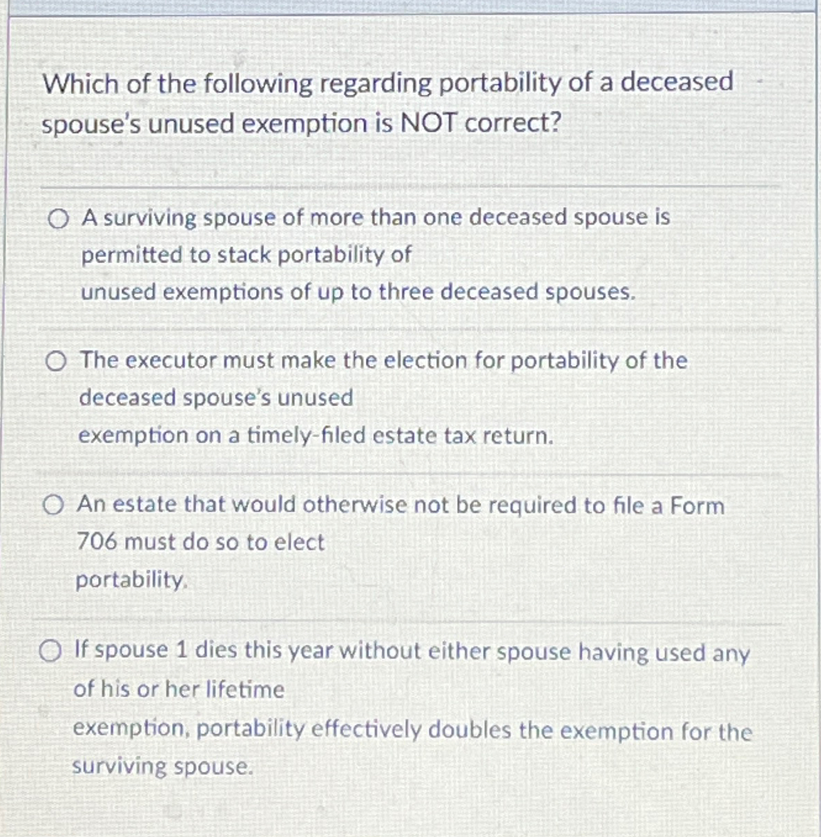 Solved Which of the following regarding portability of a | Chegg.com