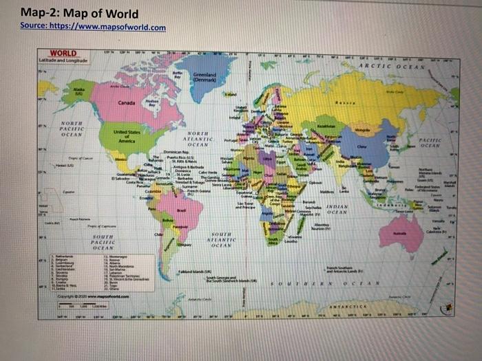 atlas world map with latitude and longitude