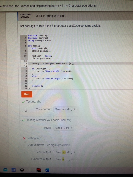 Solved Zybooks 3 14 1 String With DigitI Cant Seem To Figure Chegg
