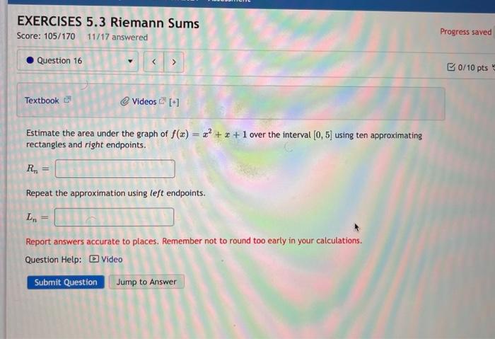 Solved EXERCISES 5.3 Riemann Sums Score: 105/170 11/17 | Chegg.com