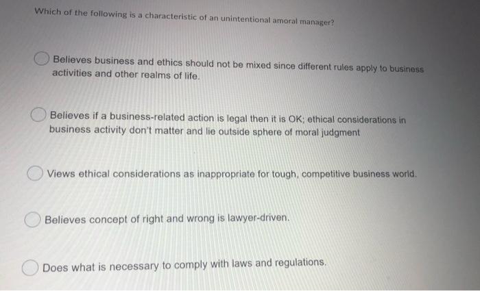 Solved Which of the following is a characteristic of an | Chegg.com