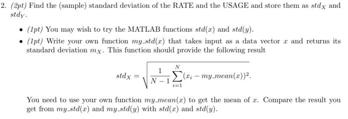 2. (2pt) Find the sample) standard deviation of the | Chegg.com