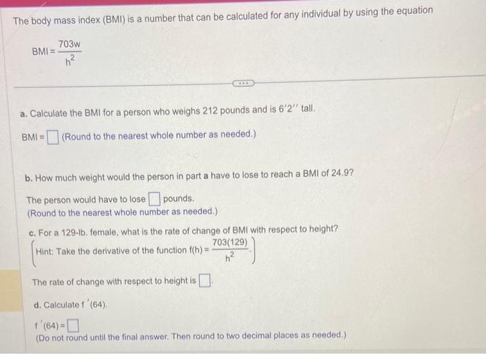 Solved The Body Mass Index (BMI) Is A Number That Can Be | Chegg.com