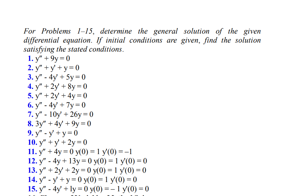 Solved For Problems 1-15, ﻿determine the general solution of | Chegg.com
