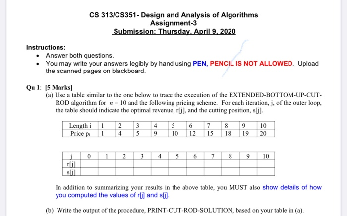 Solved CS 313/CS351 - Design and Analysis of Algorithms | Chegg.com