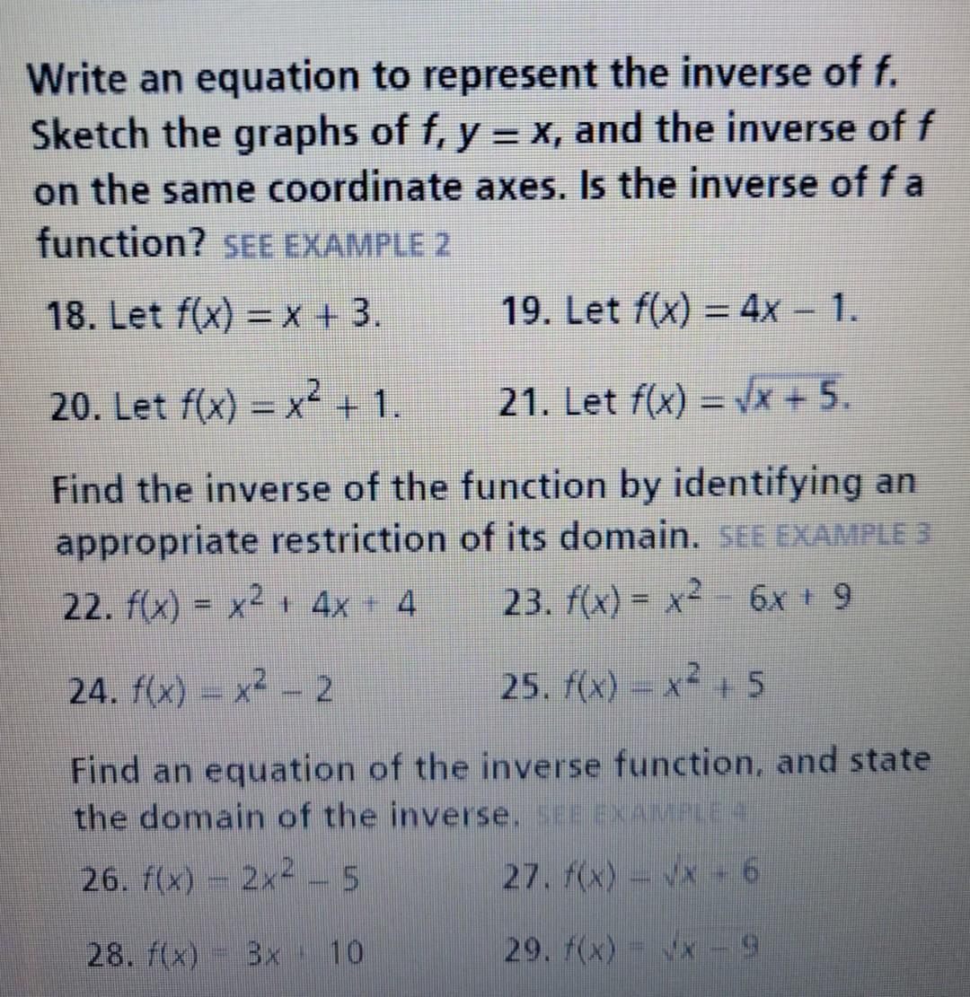 Solved Write an equation to represent the inverse of f. | Chegg.com