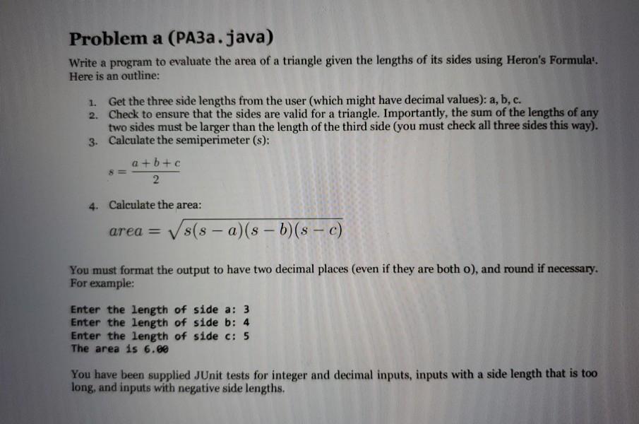 Solved Problem a (PA3a.java) Write a program to evaluate the | Chegg.com