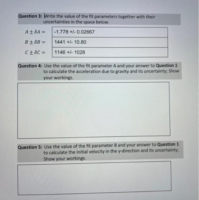 Solved Question 3: Write the value of the fit parameters | Chegg.com