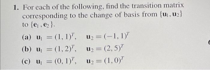 Solved 1. For each of the following, find the transition | Chegg.com