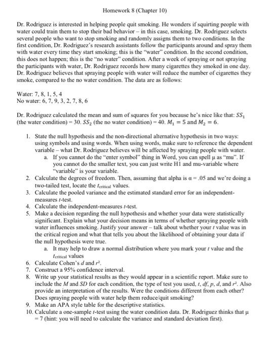 Solved Homework 8 (chapter 10) Dr. Rodriguez Is Interested 