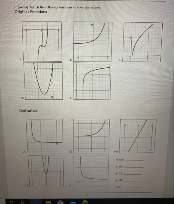 Solved 1. (5 points) Match the following functions to their | Chegg.com