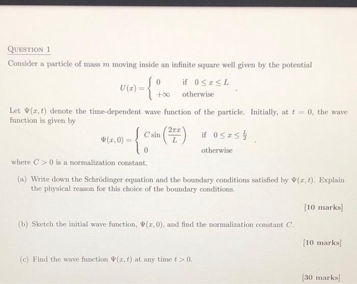 Solved QUESTION 1 Consider a particle of mass m moving | Chegg.com