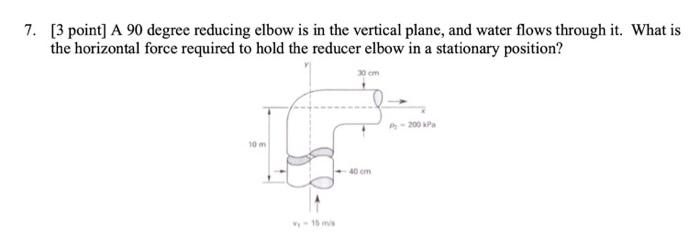 Solved 7. [3 point] A 90 degree reducing elbow is in the | Chegg.com