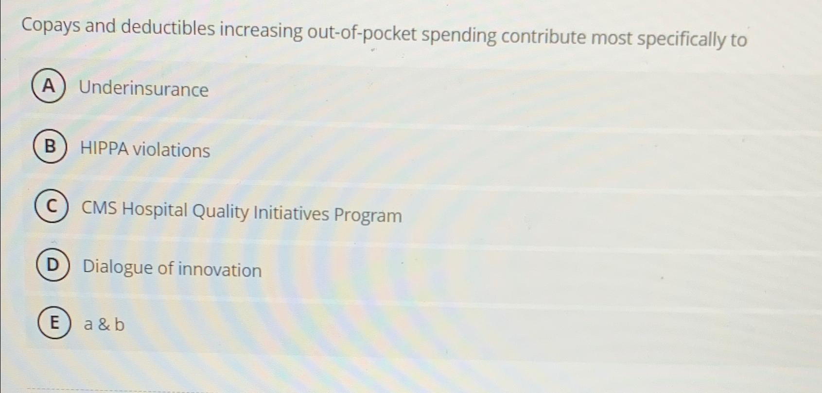 Solved Copays And Deductibles Increasing Out-of-pocket | Chegg.com