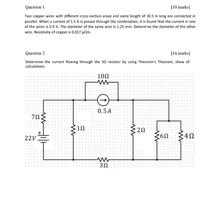 Solved Question 1 [10 marks] Two copper wires with different | Chegg.com