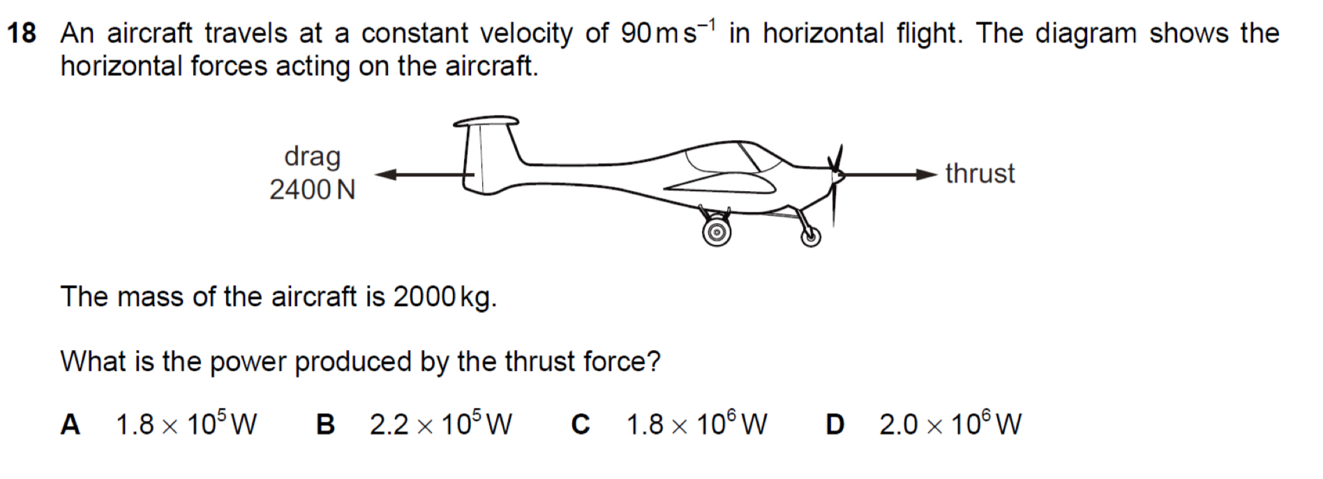 Solved 18 ﻿An aircraft travels at a constant velocity of | Chegg.com
