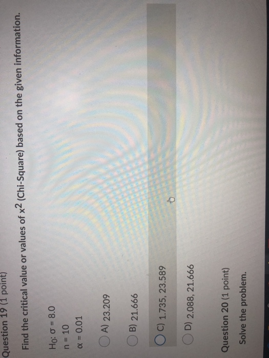 Solved Question 19 (1 Point) Find The Critical Value Or | Chegg.com