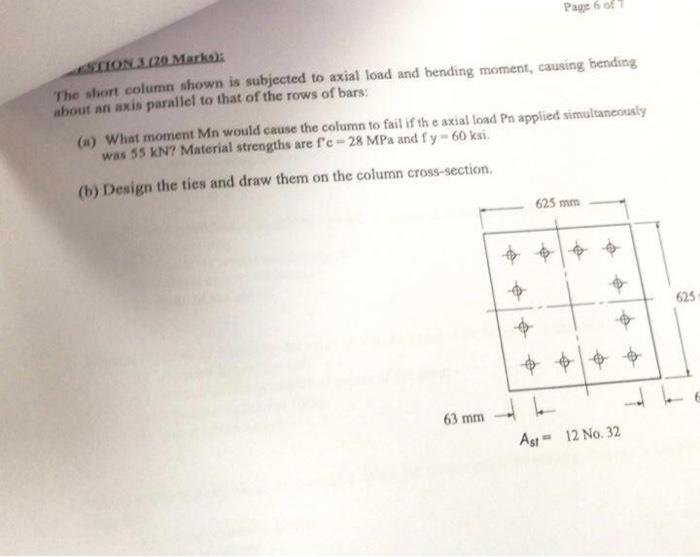 Solved Page 6 of STION 1.120 Marks); The short column shown | Chegg.com