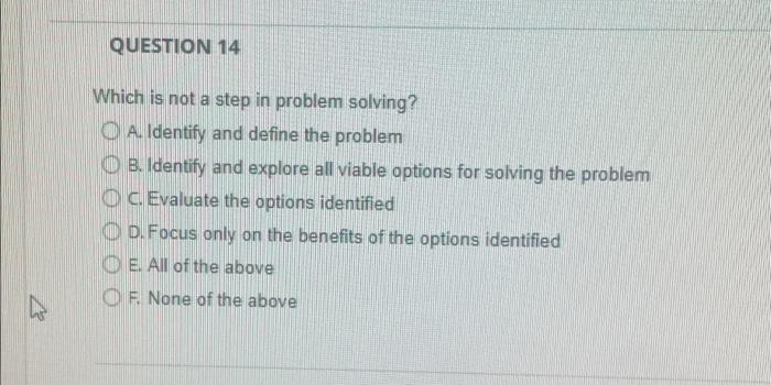 which is not a step in problem solving