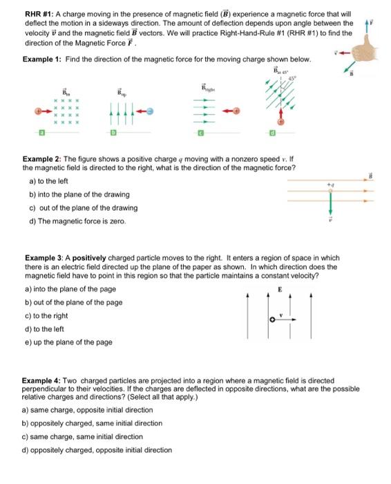 Solved RHR \#1: A charge moving in the presence of magnetic | Chegg.com