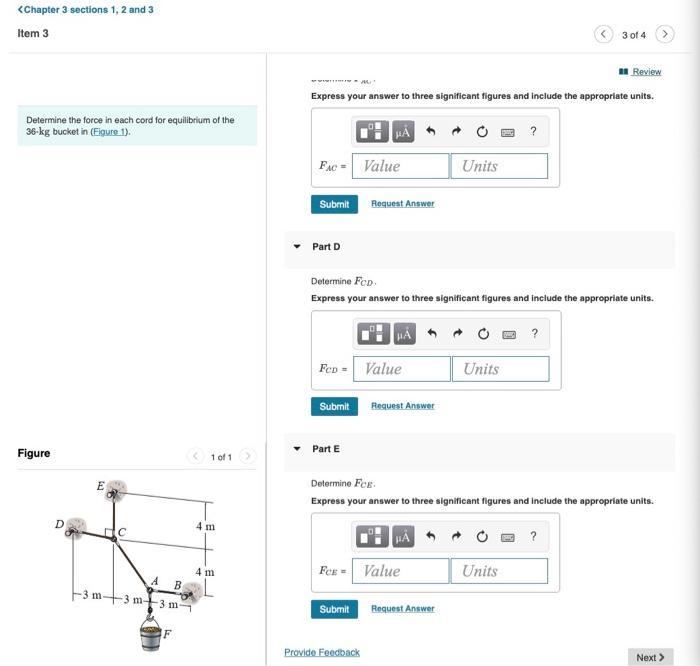 Solved Determine the force in each cord for equilibrium of | Chegg.com