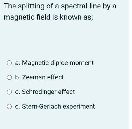 Solved The splitting of a spectral line by a magnetic field | Chegg.com